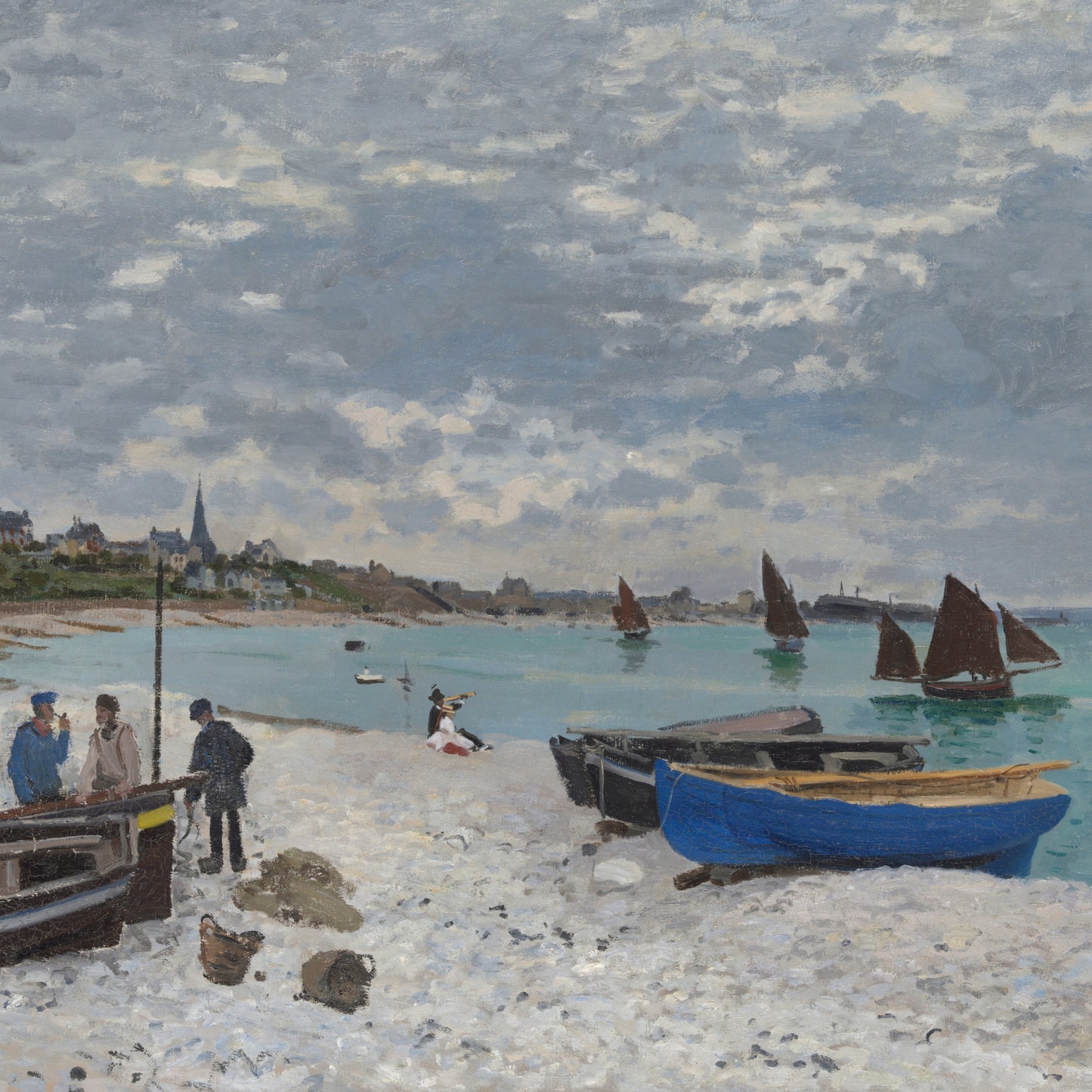 Claude Monet - The Beach at Sainte Adresse - gerahmter Druck