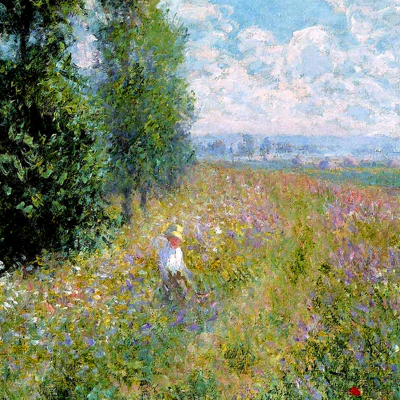 Claude Monet - Meadow with Poplars - gerahmter Druck