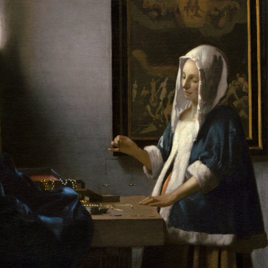Johannes Vermeer - Woman Holding a Balance - gerahmter Druck