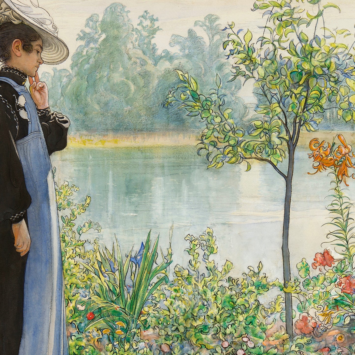 Carl Larsson - Karin at the Shore - gerahmter Druck