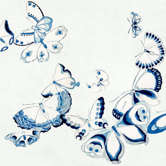 Kamisaka Sekka - Blue Butterflies I - gerahmter Druck