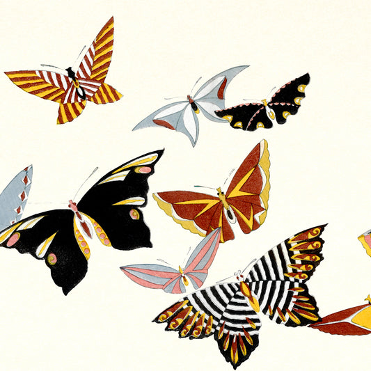 Kamisaka Sekka - Colorful Butterflies - gerahmter Druck