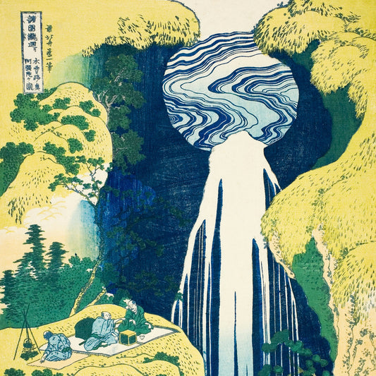 Katsushika Hokusai - Amida Falls in the Far Reaches of the Kisokaidō Road - gerahmter Druck