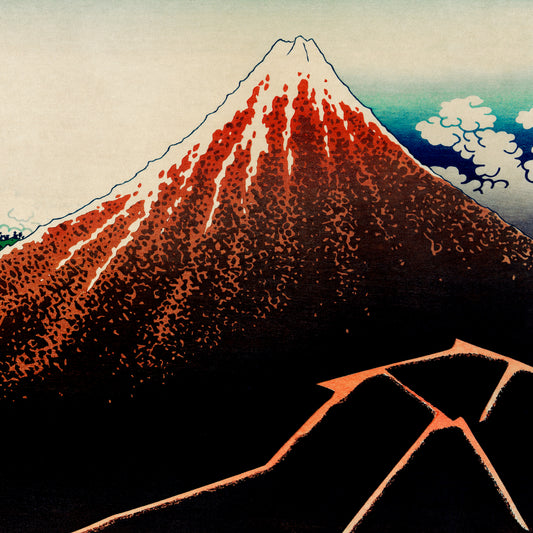Katsushika Hokusai - Rainstorm beneath the Summit - gerahmter Druck