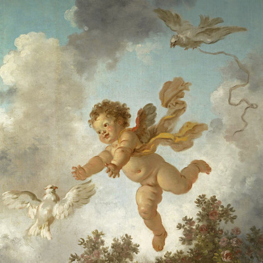 Jean-Honoré Fragonard - Cupid and Birds - gerahmter Druck