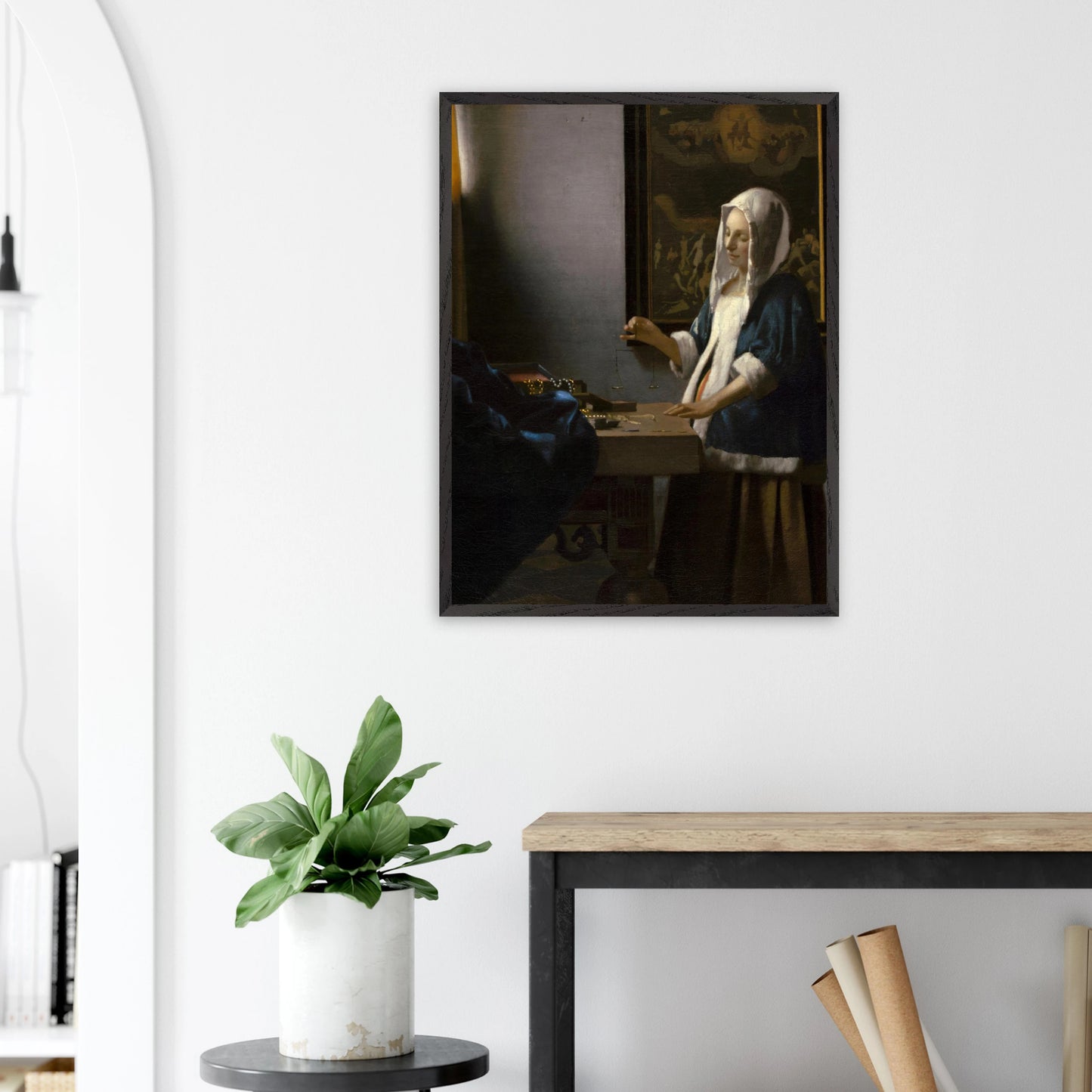 Johannes Vermeer - Woman Holding a Balance - gerahmter Druck