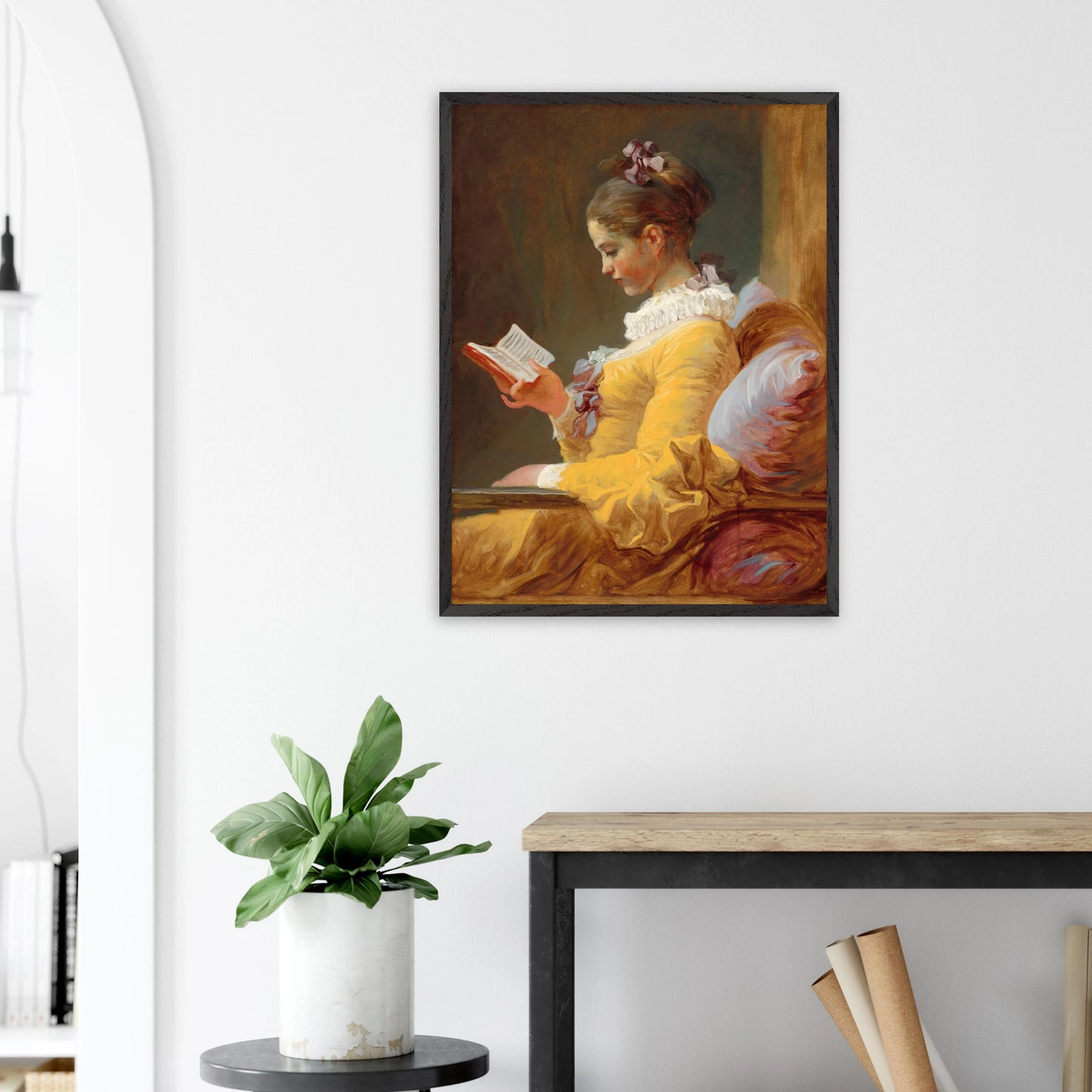 Jean-Honoré Fragonard - Young Girl Reading - gerahmter Druck