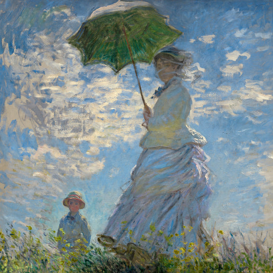 Claude Monet - Woman with a Parasol - Madame Monet and her Son - gerahmter Druck