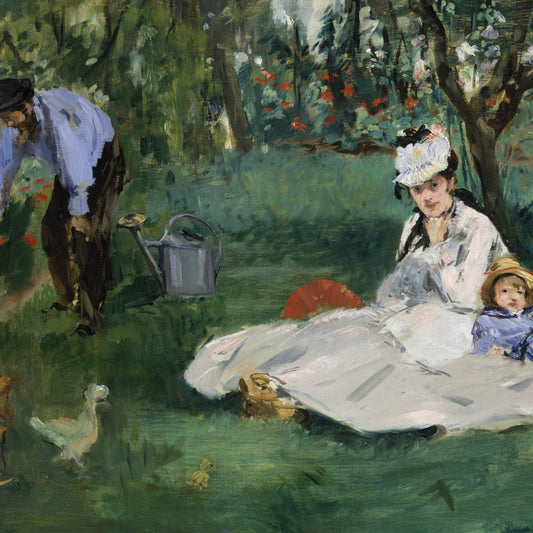 Édouard Manet - The Monet Family in their Garden at Argenteuil - gerahmter Druck