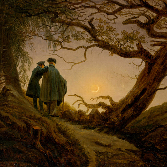 Caspar David Friedrich - Zwei Männer in Betrachtung des Mondes - gerahmter Druck