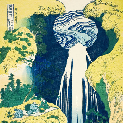 Katsushika Hokusai - Amida Falls in the Far Reaches of the Kisokaidō Road - gerahmter Druck