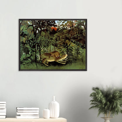 Henri Rousseau - The hungry Lion throws itself on the Antelope - gerahmter Druck