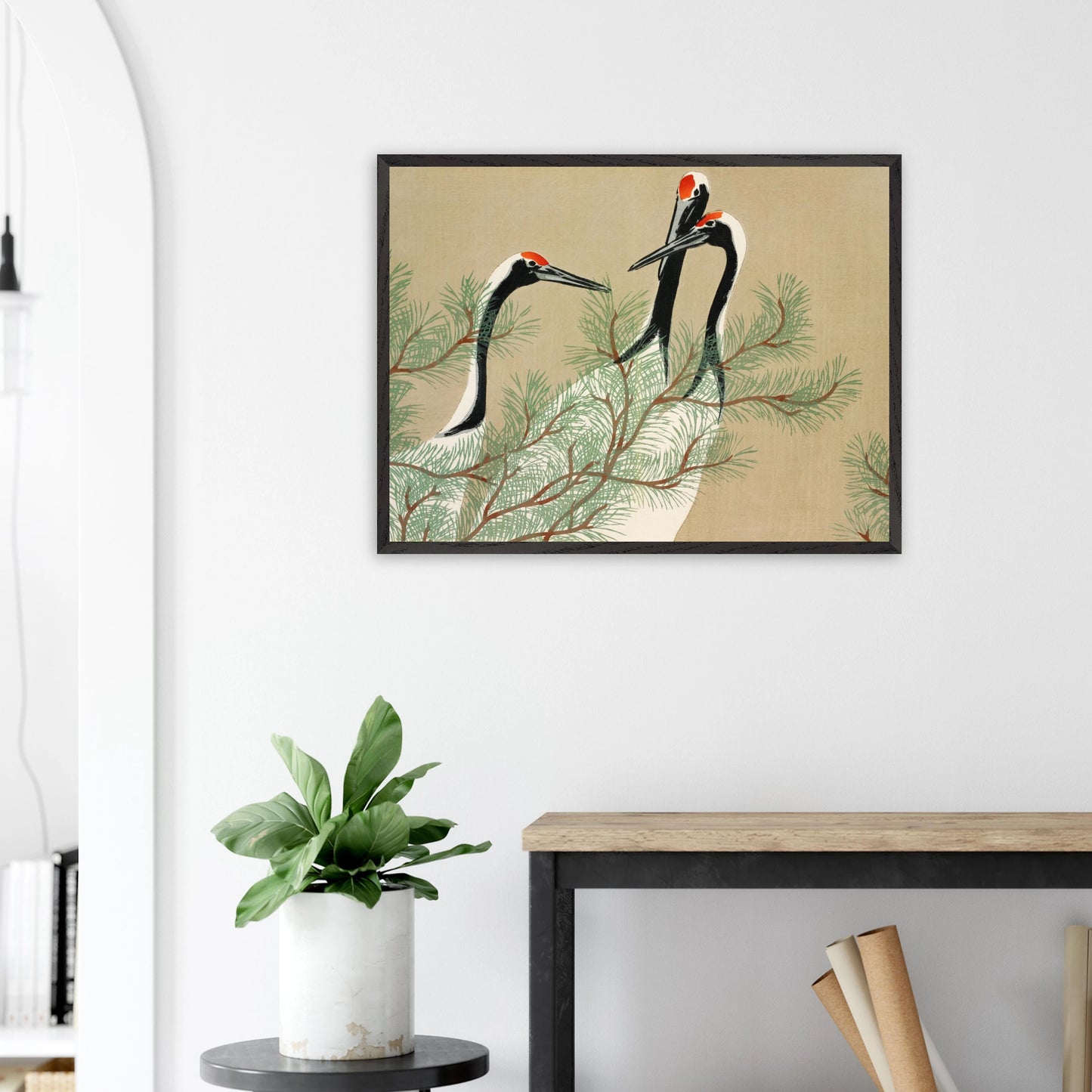 Kamisaka Sekka - Cranes - gerahmter Druck